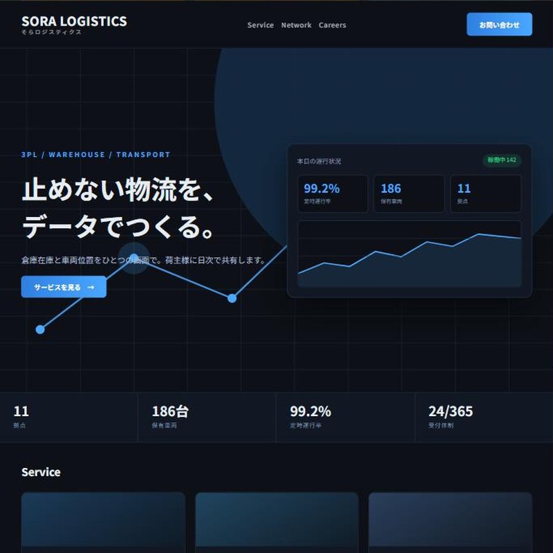 物流・運送のホームページ制作イメージ